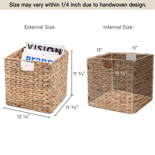 StorageWorks Wicker Baskets for Storage with Liners, Water Hyacinth Storage Baskets for