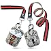 Designer Cute Leather Case for Airpods Come with 16.5in Neck Lanyard 6.3in Wristlet Strap, JANSAE Classic Luxury Protect Case Kits Accessories Compatible with Airpod Charging Case Cover 1/2
