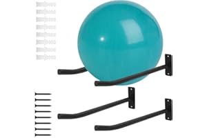 Lovgrin 2 Pairs Yoga Ball Racks, Fitness Ball Wall Rack for Gym, Garage Ladder Wall Mount, Metal Storage Wall Rack for Basket