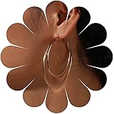 Erimberate Bohemian Hollow Circle Earrings Gold Double Circle Hoop Earrings Exaggerated Circle Statement Earrings Large Geometric Hoop Earrings Jewelry for Women Gifts