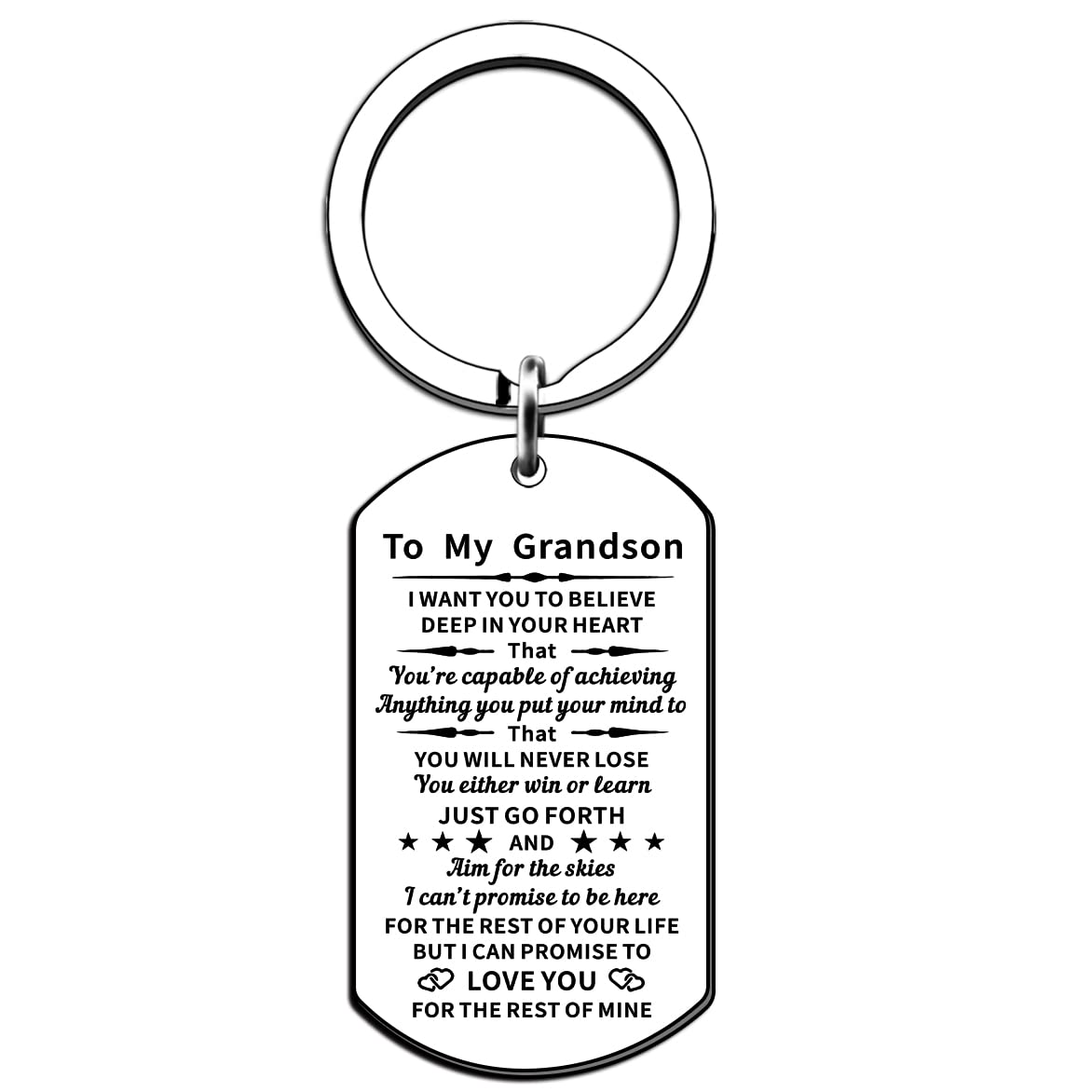 JMIMO Grandson Gifts Keyring from Grandad Grandma Nanny Grandson Birthday Gifts Graduation Christmas Inspirational Gift