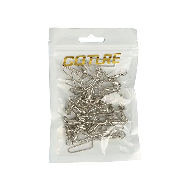 Shelure-Ball-Bearing-Swivel-with-Coastlock-Snap-Strong-Welded-Ring-Fishing-Swivels-Assortment-for-Saltwater-Silver-Coatedpack-of-20