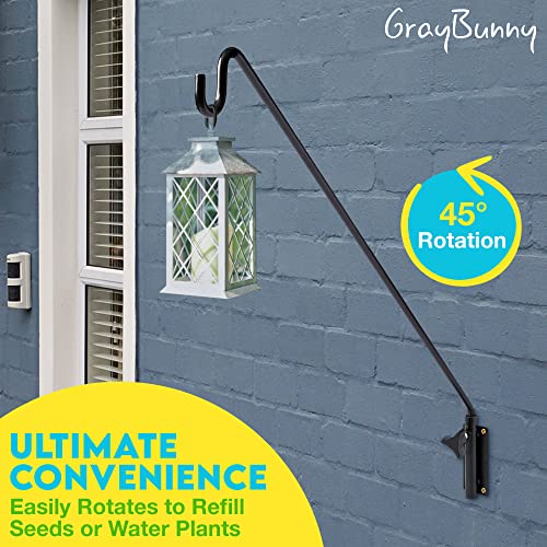 Extended Bird Feeder Pole 49" Heavy Duty Deck Hook Wall Mounted, Bird Feeder Hanger for