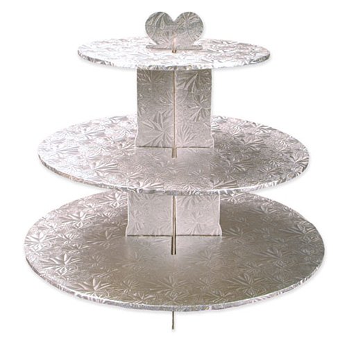 Enjay Cupcake Stand, 8.5 by 12.5 by 14.5-Inch, Silver
