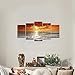 Wieco Art Grand Sight Sunset Ocean Canvas Prints Wall Art Sea Beach Pictures to Photo Paintings Landscape Decor for Living Room Bedroom Home Decorations 5 Panels Modern HD Seascape Giclee Artwork