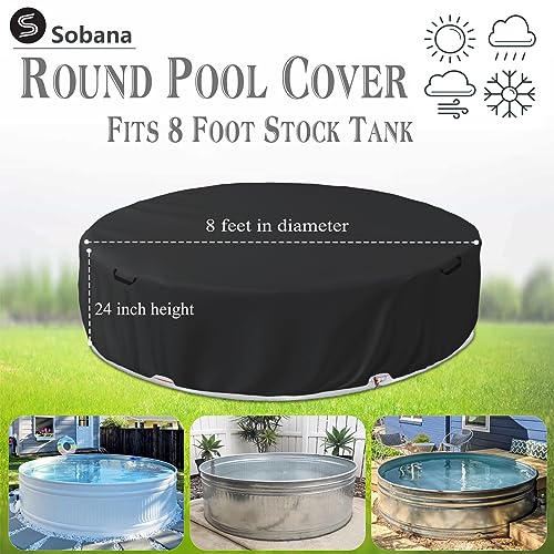 Sobana 8 Ft Steel Round Stock Tank Pool Cover Upgraded to Full