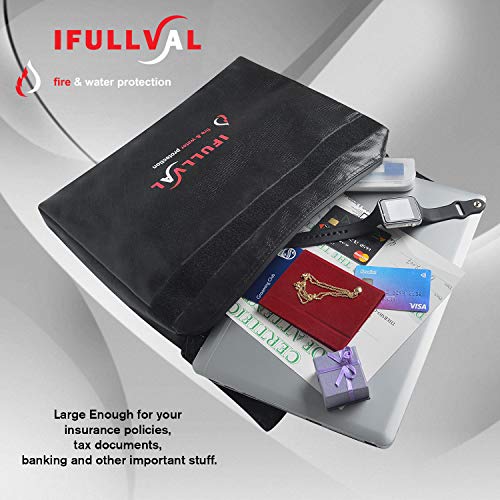 image for Ifullval Fireproof and Waterproof Money and Important Documents Bag - 