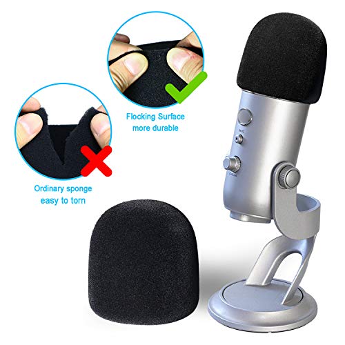 Flocked Foam Windscreen for Blue Yeti Mic Cover Pop Filter with Flocking Surface for Blue Yeti