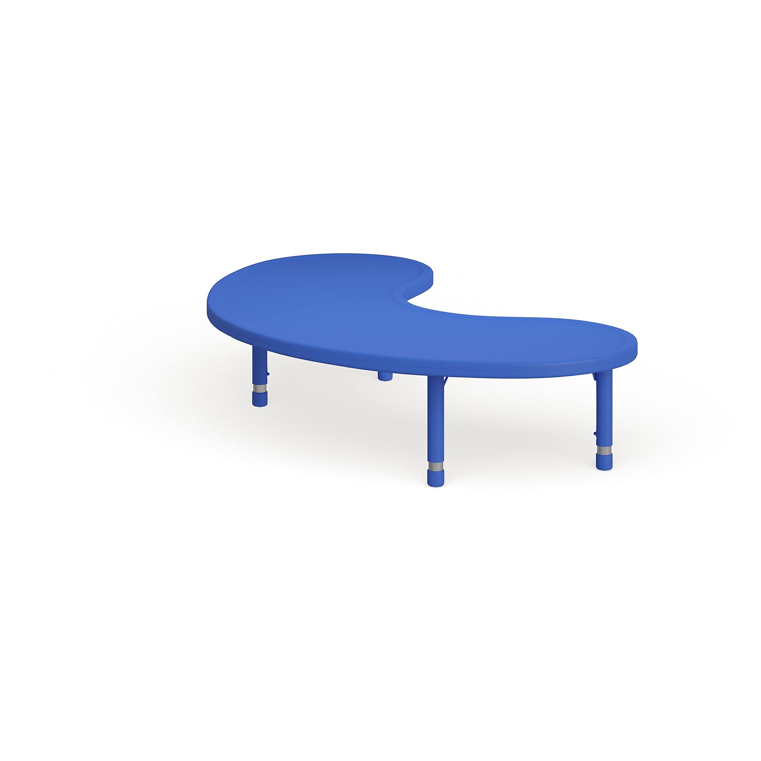 Lancaster Home 35" Wx65 L Half-Moon Plastic Adjustable Activity Table-School Table for 8 Blue