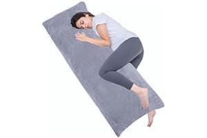 1 MIDDLE ONE Full Body Pillow for Adults, Long Sleeping, Big Pillows Bed, Firm Large with Velvet Cover, 20x54 Inches (Dark Grey)