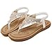 Meeshine Women's Summer Thong Flat Sandals T-Strap Bohemian Rhinestone Slip On Flip Flops Shoes (8 B(M) US, White)