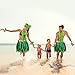 Hangnuo 5 PCS Hula Skirt Hawaiian Costume Set with Green Leaves Necklace Bracelets Headband, Luau Party Favors for Adults Women and Men
