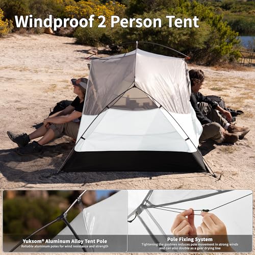 Naturehike Mongar 2 Person Backpacking Tent 3 Season Camping Ultralight Lightweight Tent Double Layer Free Standing Tent for Camping Hiking Cycling