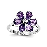 Sterling Silver Polished Rhodium Amethyst and