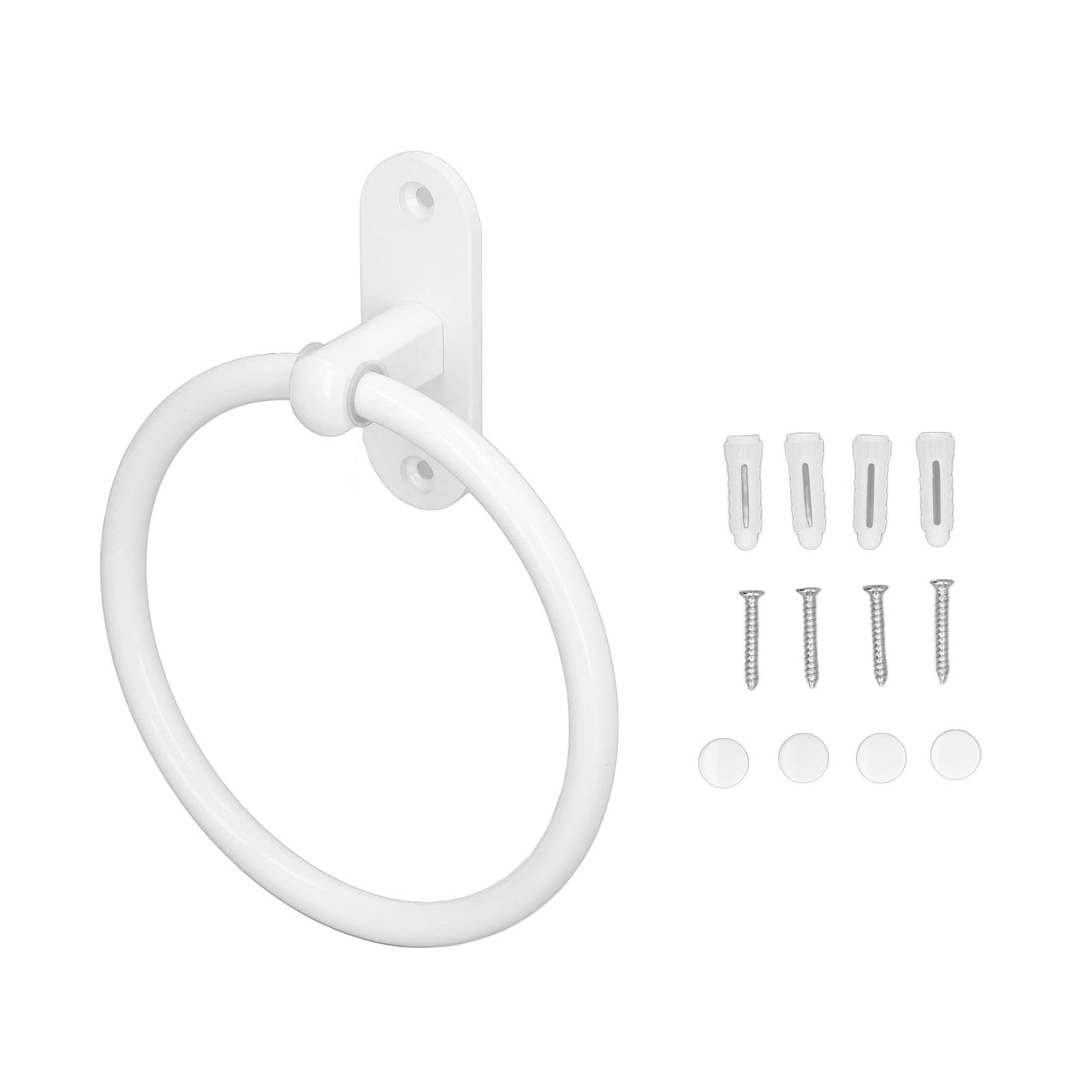 Bathroom Towel Rack, White Aluminum Alloy Space Saving Towel Holder Rings Circular Home Design for Hotel