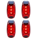 LED Safety Light (4 Pack) Refun Waterproof Red Flashing Bike Rear Tail Light with Free Clip on Velcro Straps for Running, Walking, Cycling, Helmet etc