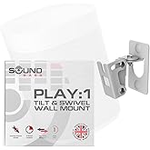 Sound Bass Play 1 Wall Mount, White, Compatible with Sonos Play:1 Only, Adjustable Swivel & Tilt Mechanism, Mounting Bracket Includes All Fixings