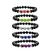 Top Plaza Black Lava Rock Stone Elastic Beaded Bracelet Healing Energy Stretch Bracelets with 3 Imperial Jasper(Set of 5)