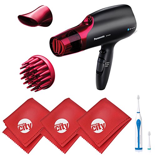 Panasonic Nanoe Moisture Infusion 1875 Watt Hair Dryer with Sonic Toothbrush and MicroFiber Cleaning Cloth, Black/Pink (EH-NA65-K)