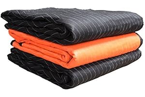 Forearm Forklift FFBMB3 Full Size Heavy Weight Quilted Moving Blanket (84 lb/dz), 72" x 80", Blaze Orange/Black