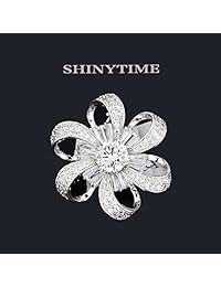 Broche brillante con circonitas y diamantes de imitación, broche de cristal transparente, broches de boda para mujer, joyería de plata con caja de San Valentín, ideas para ella