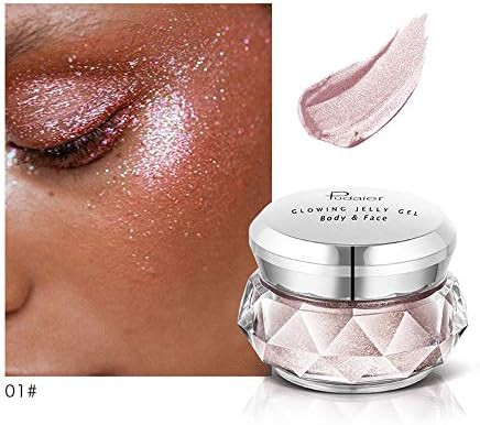 Cream Foundation Shimmer Highlighter Cream Illuminate Concealer, 8 Colors Face Glow Eyeshadow Waterproof Jelly Gel Highlighter Makeup Concealer Lightweight Cosmetics (A)