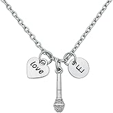 Microphone Gifts, Microphone Charm Necklace, Personalized Musician Singer Jewelry, Custom Initial Pendant for Women, Teens and Girls, Music Accessories