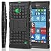 Fosmon [Rugged] Nokia Lumia 735 Case - HYBO-Ragged Heavy Duty Hybrid Protective Cover with Kickstand (Black)