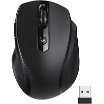 Wireless Computer Mouse 2.4G, 6 Buttons 2400DPI USB Mouse for PC