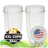 2x Nutribullet Replacement Cups | 32oz Nutribullet Replacement Cup for 600W and 900W Nutribullet Blender | Extra Strong Nutribullet Replacement Parts