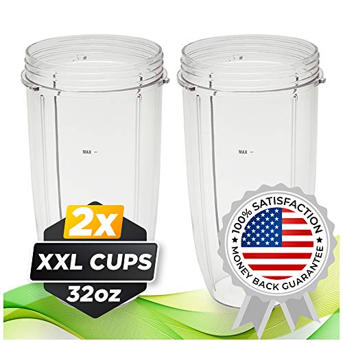 2x Nutribullet Replacement Cups | 32oz Nutribullet Replacement Cup for 600W and 900W Nutribullet Blender | Extra Strong Nutribullet Replacement Parts 2x Nutribullet Replacement Cups | 32oz Nutribullet Replacement Cup for 600W and 900W Nutribullet Blender | Extra Strong Nutribullet Replacement Parts