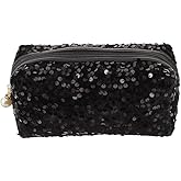 HomeSoGood Sequin Cosmetic Bag Large Glitter Makeup Zipper Bag Toiletry Bag Capacity Travel Cosmetic Handbag for Women Girls Travel Daily Use(Black)