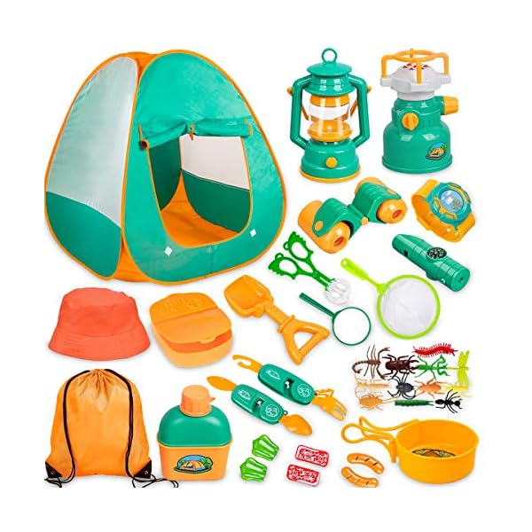 Kids Camping Set with Tent 24pcs Camping Gear Tool Pretend Play Set