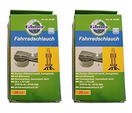 2 x Fahrradschlauch 26 x 1,75/1,95 Dunlop-(Fahrrad-)ventil, 47/50-559