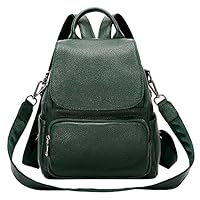 ALTOSY Fashion Real Leather Backpack Womens Versatile Shoulder Bag Shcool Bookbag for Girls (S55, Dark Green)