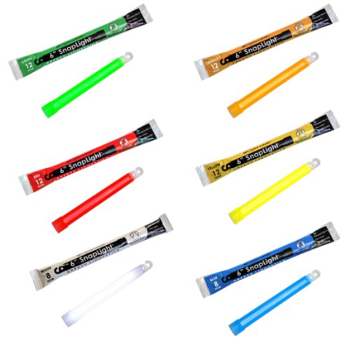 Cyalume Snaplight Emergency Light Sticks – Green, Red, White, Blue, Orange, Yellow – 20 Pack
