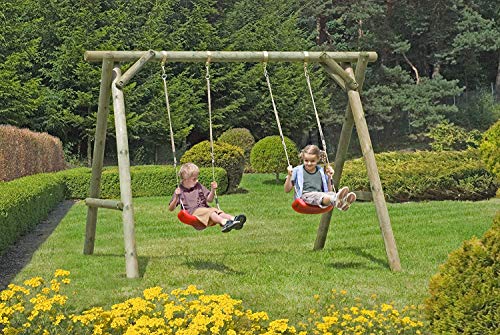 Gartenpirat Classic Kinderschaukel aus Holz Outdoor - Doppelschaukel mit 2 Schaukelsitzen 240 x 190 x 220 cm TÜV geprüft – Bild 3