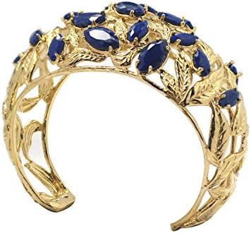 De Buman14k Yellow Gold Plated Gemstone Cuff Bracelet