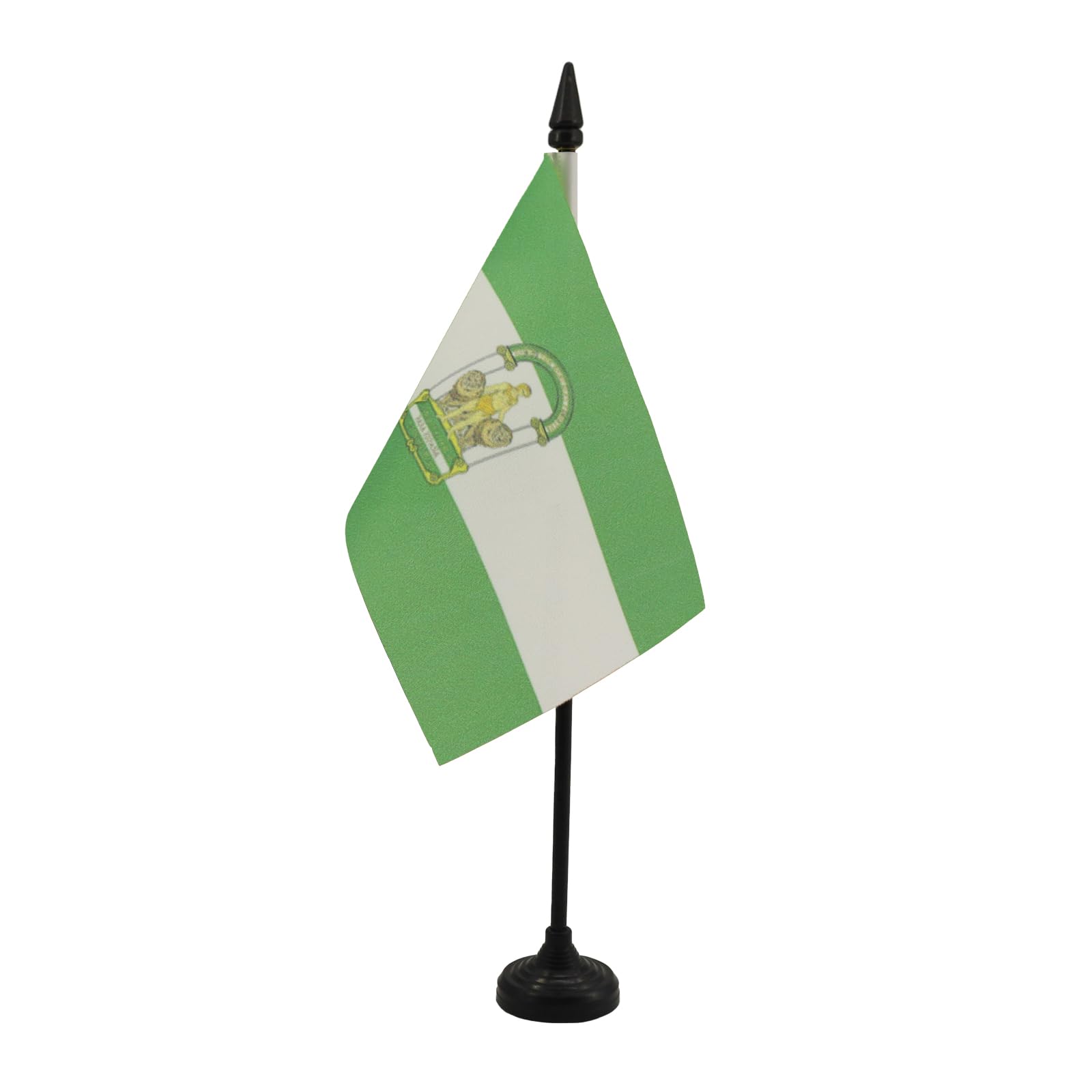 AZ FLAG - Andalusia Table Flag 4'' x 6'' - Spanish region of Andalucía Office Mini Banner 100% Polyester 15 x 10 cm - Mini Desk Flag with 10'' Pole and Black Plastic Base — image 1