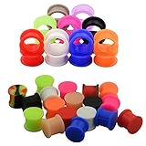 Longbeauty 36PCS Silicone Ear Flesh Tunnels Eyelets+Glow in the Dark Saddle Ear Plugs Gauges