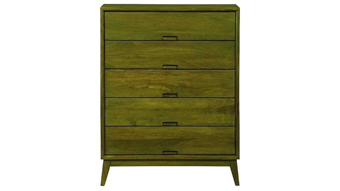 Aprodz Mango Wood Storage Cabinet Cruz Chest of 5 Drawers Furniture for Living Room | Brown Tumbleweed