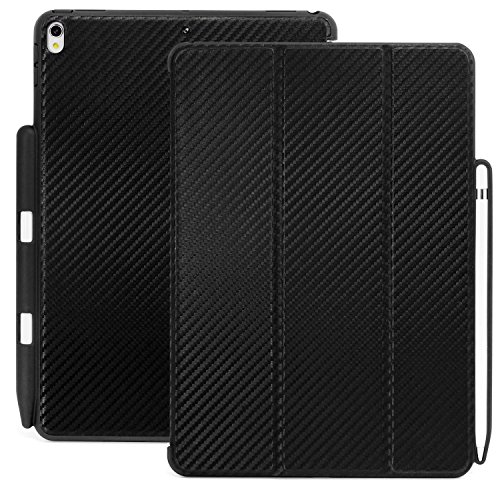 KHOMO iPad Pro 10.5 Inch Case with Pen Holder - DUAL Carbon Fiber Super Slim Cover with Rubberized back and Smart Feature (sleep / wake) For Apple iPad Pro 10.5 Inches Tablet