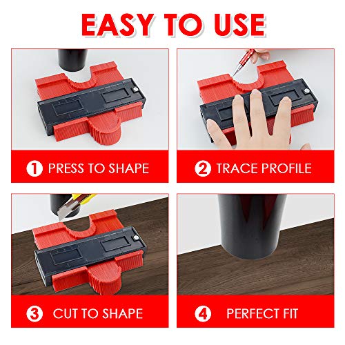 VSTM 2 Pack Contour Gauge Duplicator, 5 Inch 10 Inch Plastic Profile Copy Gauge Measure Ruler Contour Shape Duplicator for Precise Measurement Tiling Laminate Wood Marking Tool - Thumbnail 4
