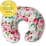 Minky Nursing Pillow Cover | White Floral Pattern Slipcover | Best for Breastfeeding Moms | Soft Fabric Fits Snug On Infant Nursing Pillows to Aid Mothers While Breast Feeding | Great Baby Shower Gift