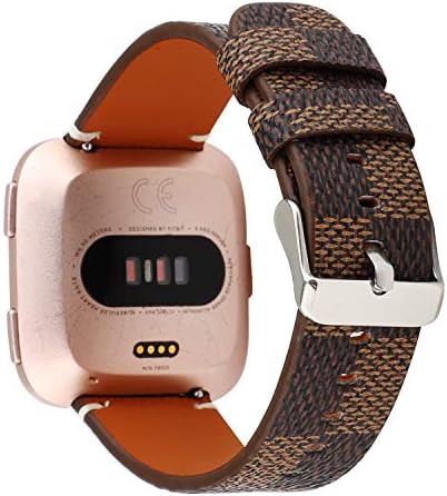Bands for Fitbit Versa & Versa Lite/Versa 2, Jimbird PU Leather Replacement Bracele Wrist Watch Band for Fitbit Versa Fitness Smart Watch (Brown)