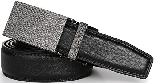 Marino Avenue Men's Genuine Leather Ratchet Dress Belt with Linxx Buckle, Enclosed in an Elegant Gift Box - Black - Style 136 - Adjustable from 28" to 44" Waist
