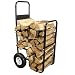 Sunnydaze Firewood Log Cart Carrier - Outdoor or Indoor Black Steel Wood Rack Storage Mover - Rolling Wheeled Metal Dolly Hauler - Wood Moving Equipment primary