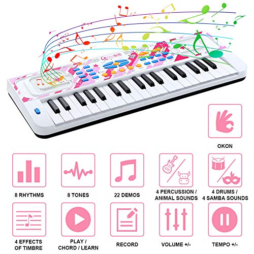 Love&Mini Kids Piano - Portable Electronic Musical Instrument Piano Toy for Toddler Early Learning Educational Keyboard with Microphone