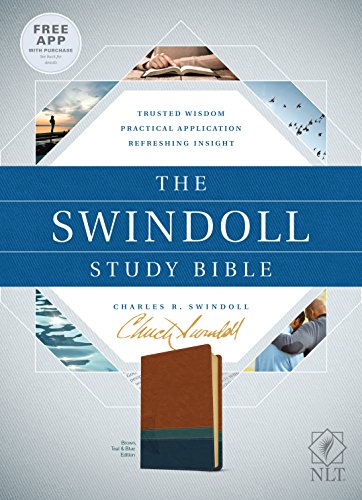 Tyndale NLT The Swindoll Study Bible, TuTone (LeatherLike, Brown/Teal/Blue) – New Living Translation Study Bible by Charles Swindoll, Includes Study ... Introductions, Application Articles & More!