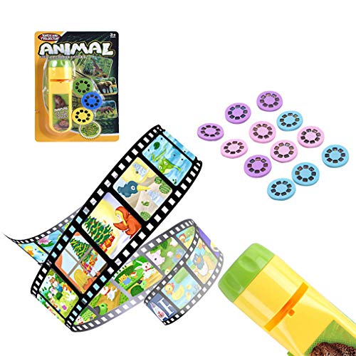 Wenosda Slide Projector Torch Projection Light Small Torches lamp Flashlight Educational Learning Bedtime Night Light for Child,Kids,Infant,Toddler,Children (64 Images,2set, Space +Animal World)